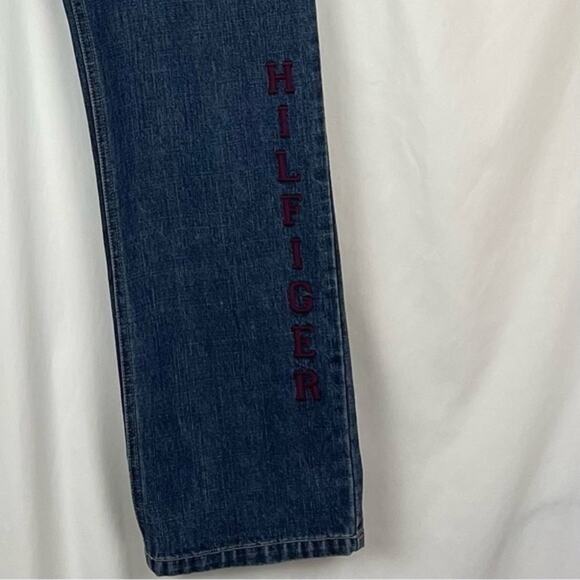 Tommy Hilfiger Embroidered Logo 100% Cotton Straight Leg Y2K Jeans NWOT Size 6 - Picture 4 of 11